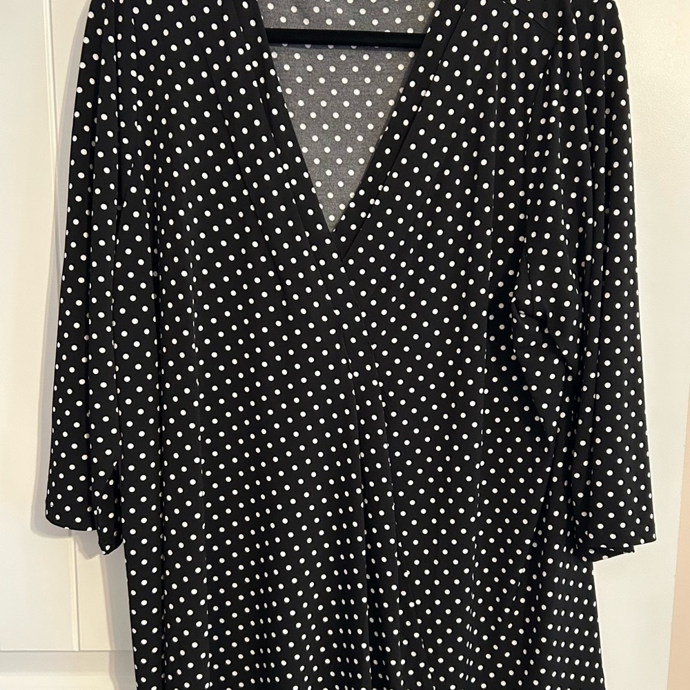 Lane Bryant Black and White Polka Dot Blouse